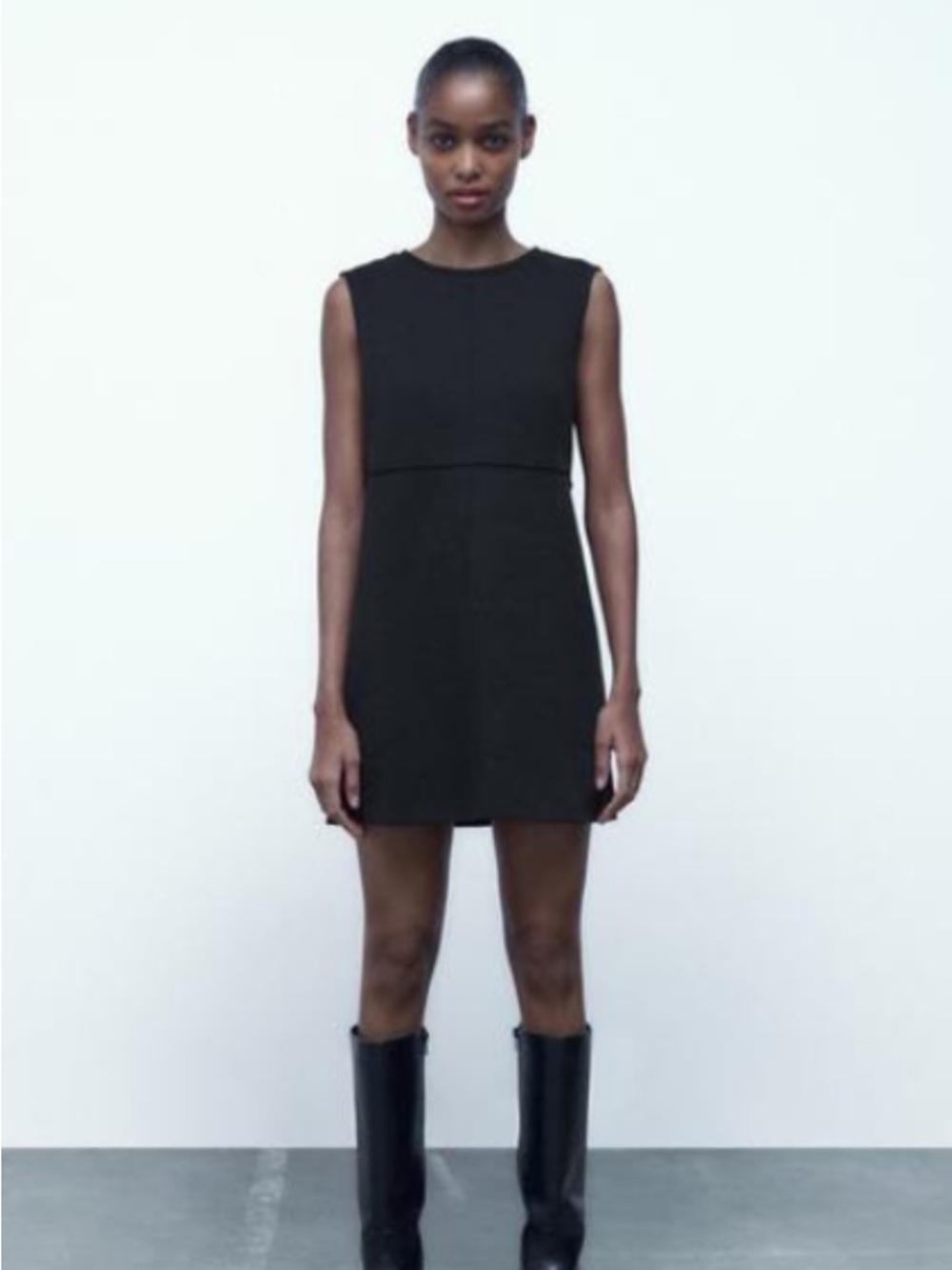 Zara Black Sleeveless Mini Shift Dress